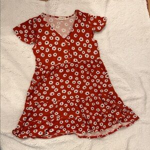 Derek Heart Red Floral Midi Dress